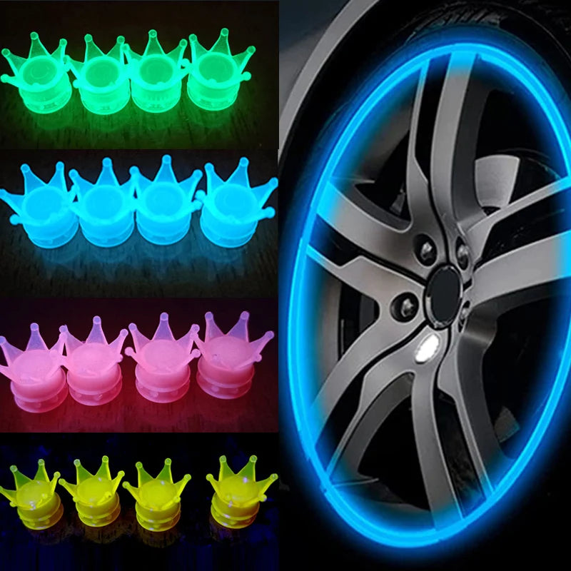 Luminous Crown Shape Wheel Tire Valve Cover