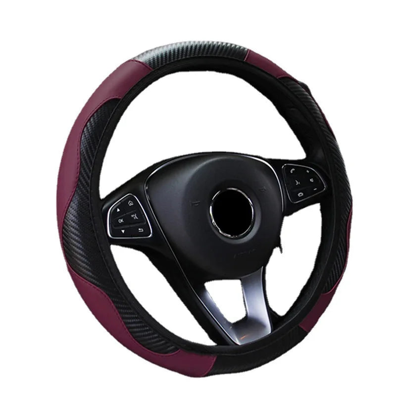 Car Steering Wheel Cover Breathable Anti Slip PU Leather Steering Covers Suitable 37-38cm - gearheadautofinds