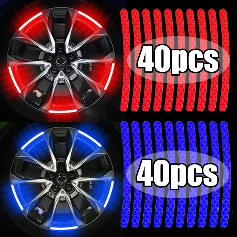 40/20pcs Car Wheel Tire Hub Reflective StripS