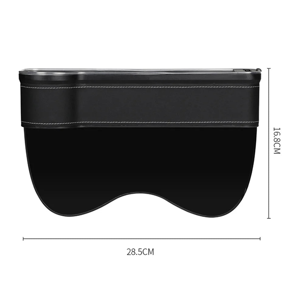 New Car Crevice Storage Box with 2 USB Charger Colorful LED Seat Gap Slit Pocket Seat Organizer Card Phone Bottle Cups Holder - gearheadautofinds