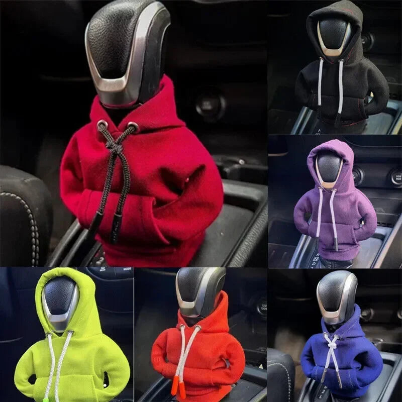 Fashion Hoodie Car Cartoon Gear Shift Knob Cover Gearshift Handle Gear Lever Decorative Hoodie Cover Auto Interior Accessor - gearheadautofinds