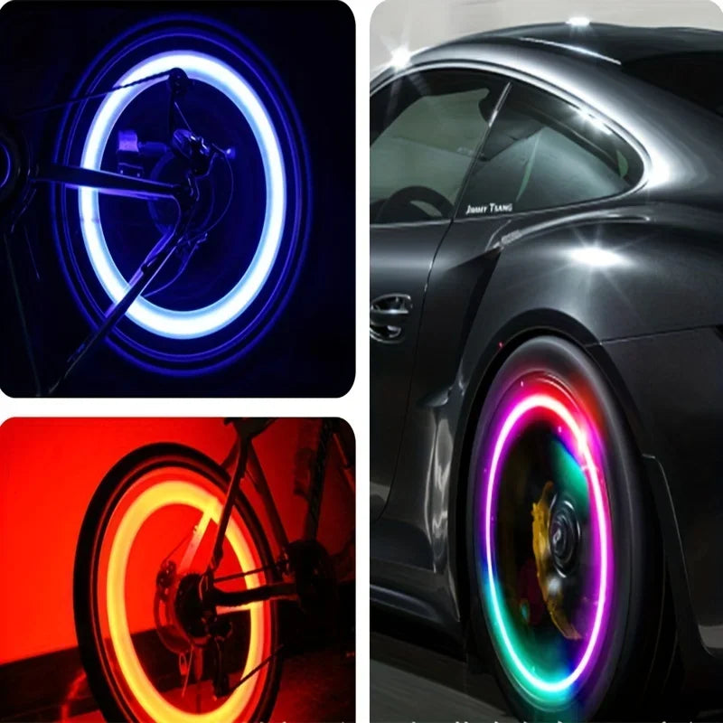 1/2/4PCS Bicycle Car Valve Light Bike Valve Lamp Seven Colors - gearheadautofinds