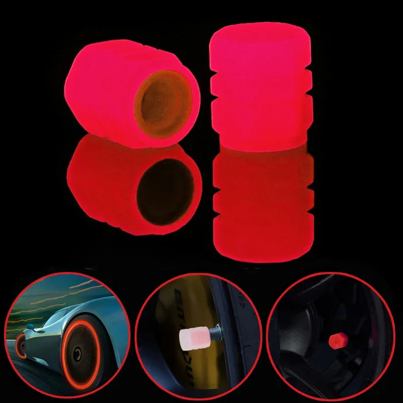 Luminous Tire Valve Caps Multi-color Fluorescent Night Glowing Decor Motorcycle Bike Wheel Nozzle - gearheadautofinds